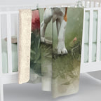 Beagle Watercolor Rain Garden Throw Blanket | Premium Dog Prints | Tritan — detail view