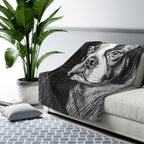 Boston Terrier Charcoal Portrait Sherpa Fleece Blanket | Dog Lover Gift