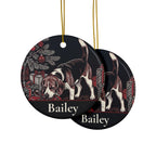 Front and back of the Beagle Christmas ornament: the same design prints on both sides