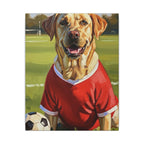 Labrador Retriever Oil Painting Soccer Portrait Canvas, Lab Dog Wall Art Decor, Sports Fan Gift for Home, Pet Art