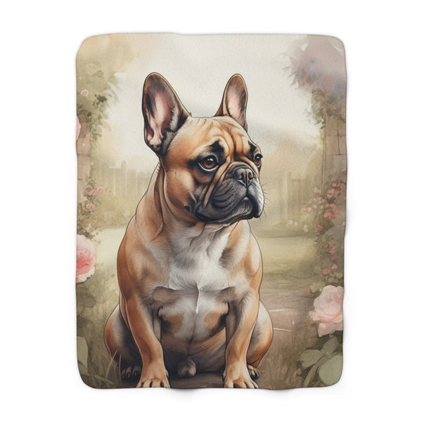 French Bulldog Watercolor Cottage Garden Throw Blanket | Premium Dog Prints | Tritan