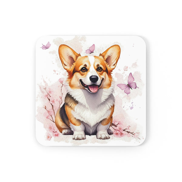 Corgi Watercolor Butterfly Bloom Drink Coaster | Premium Dog Prints | Tritan — Lifestyle View