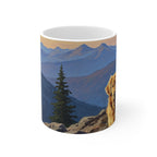 Acrylic Painting Golden Retriever - Mountain Overlook | Ceramic Mug 11oz