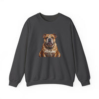 English Bulldog Crewneck Sweatshirt, Old Master Dog Art, English Bulldog Lover Gift - S / Dark Heather