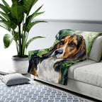 Beagle Watercolor Rain Garden Throw Blanket | Premium Dog Art | Tritan