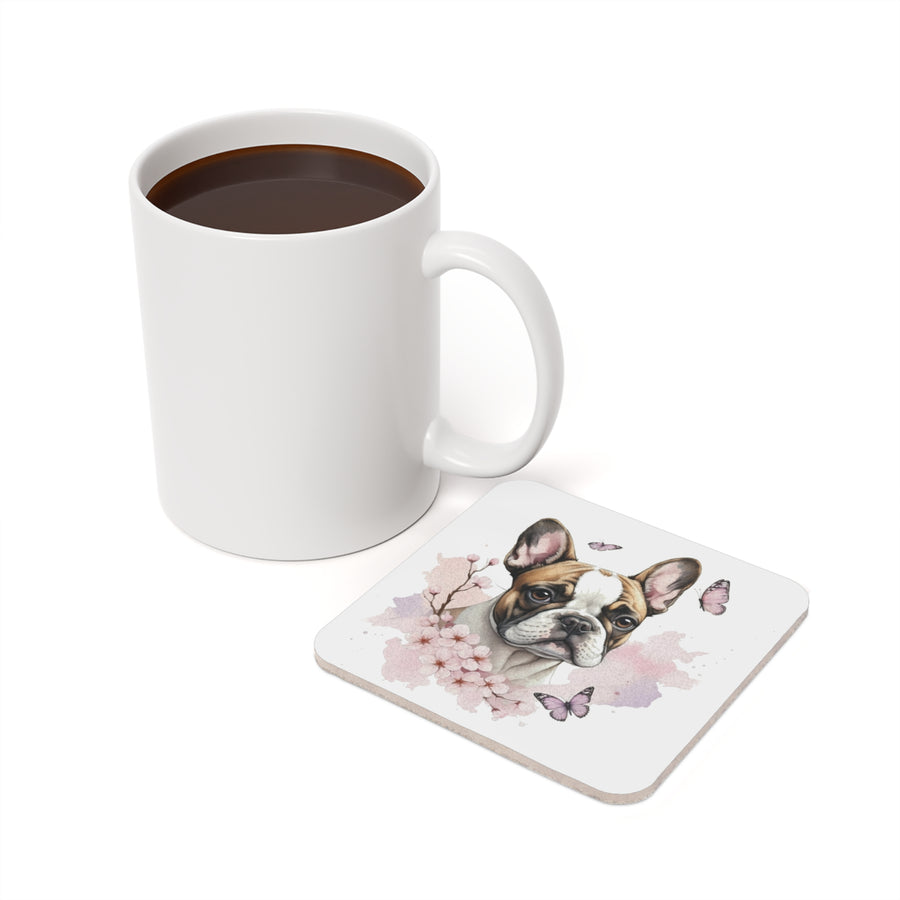 French Bulldog Watercolor Butterfly Bloom Drink Coaster | Premium Dog Prints | Tritan