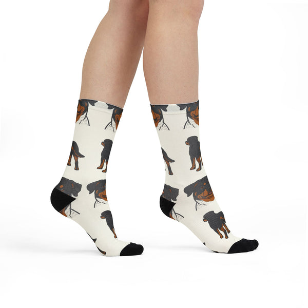 Rottweiler Socks | Fun All Over Print Dog Socks | Rottie Mom Gift | Cute Crew Socks for Dog Lovers | Stocking Stuffer