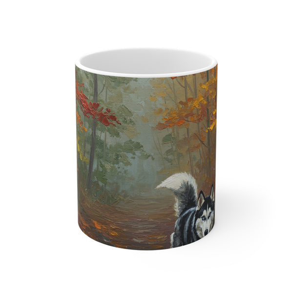 Acrylic Siberian Husky - Autumn Woods | Ceramic Mug 11oz