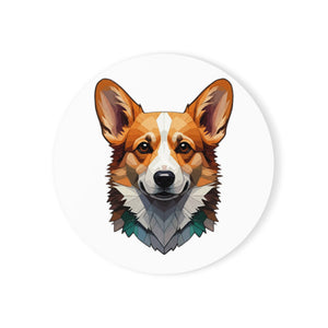 Corgi Low Poly Cool Jewel Cork Back Coaster | Dog Lover Gift