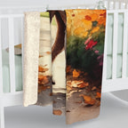 Poodle Watercolor Autumn Path Throw Blanket | Premium Dog Prints | Tritan — detail view