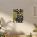 Miniature Schnauzer Soccer Portrait Oil Painting Canvas Wall Art, Schnauzer Dog Lover Gift, Pet Decor, Sports Fan Home Decor