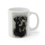 Rottweiler Charcoal Art Mug, Dog Mom Gift, Pet Lover Coffee Cup, Gentle Giant Dog Dad Ceramic 11oz Mug