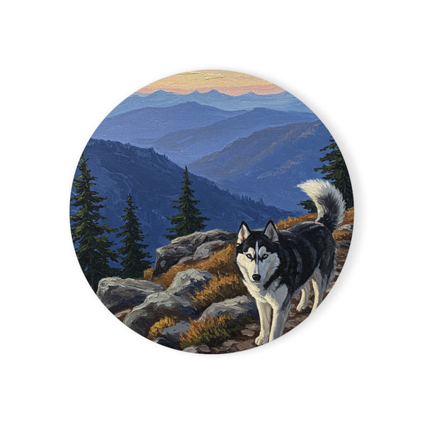 Acrylic Siberian Husky - Mountain Overlook | Cork Back Coaster