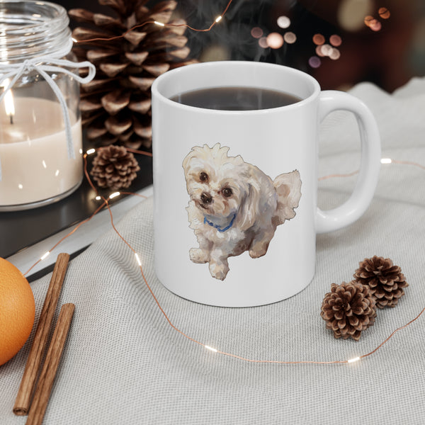 Maltese — Painted Portrait Mug (Style A, Front + Back) — Lifestyle View