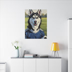 Siberian Husky Oil Painting Soccer Portrait Canvas Art | Dog Wall Decor | Pet Lover Gift for Sports Fans