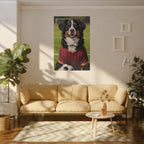 Bernese Mountain Dog Oil Painting Soccer Portrait Canvas Art | Berner Dog Gift | Pet Loss Memorial Wall Art Decor