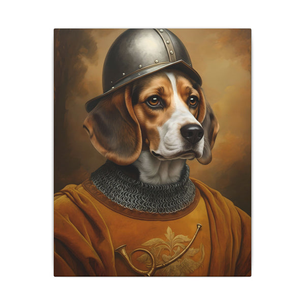 Beagle Medieval Knight Portrait Canvas Wall Art, Regal Dog Painting, Beagle Lover Gift, Stretched Canvas
