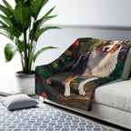 Australian Shepherd Low Poly Forest Sherpa Fleece Blanket | Dog Lover Gift