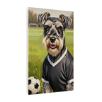Miniature Schnauzer Soccer Portrait Oil Painting Canvas Wall Art, Schnauzer Dog Lover Gift, Pet Decor, Sports Fan Home Decor