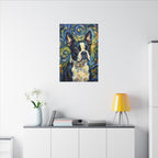 Boston Terrier Post-Impressionist Oil Painting Canvas Wall Art - Dog Lover Gift, Pet Decor