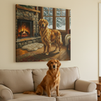 Golden Retriever Painting Canvas Wall Art, Dog Lover Gift, Pet Art Print, Dog Mom Decor, Acrylic Style Stretched Canvas