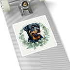 Rottweiler Watercolor Botanical Wreath Kiss-Cut Stickers | Premium Dog Prints | Tritan — view 9 of 12