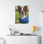 Boston Terrier Oil Painting Soccer Portrait Canvas Wall Art - Dog Lover Gift, Pet Decor, Sports Fan Home Art
