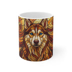 Siberian Husky Low Poly Warm Jewel Ceramic Mug 11oz | Dog Lover Gift