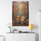 Shiba Inu Acrylic Painting Canvas Wall Art | Autumn Woods Dog Decor | Cute Shiba Gift for Dog Lovers | Pet Portrait Print