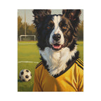 Border Collie Oil Painting Soccer Portrait Stretched Canvas Wall Art | Energetic Dog Lover Gift | Premium Pet Decor