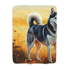Siberian Husky Watercolor Meadow Golden Throw Blanket | Premium Dog Prints | Tritan — primary view