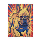 French Bulldog Pop Art Canvas - Dynamic Comic Book Style Wall Art with Halftone Dots - Energetic Retro Dog Print