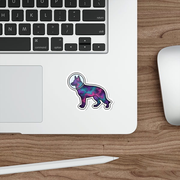 Cosmic German Shepherd Sticker | Tritan — Lifestyle View