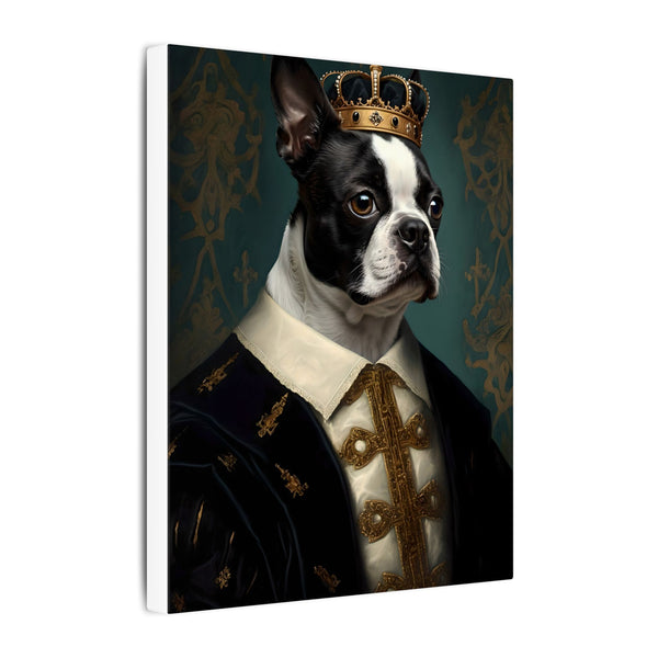 Boston Terrier Renaissance Royal Portrait Canvas Wall Art, Regal Dog Painting, Boston Terrier Lover Gift, Stretched Canvas
