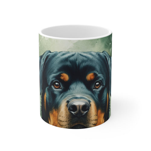 Rottweiler Watercolor Garden Peek Coffee Mug | Premium Dog Prints | Tritan