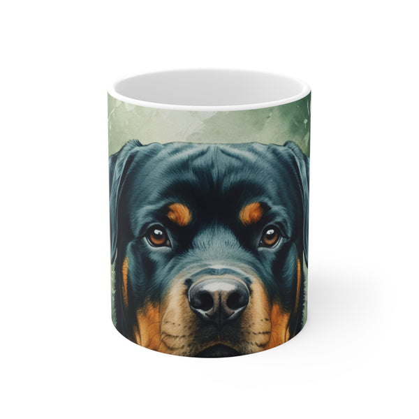 Rottweiler Watercolor Garden Peek Coffee Mug | Premium Dog Prints | Tritan