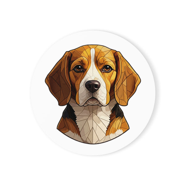 Beagle Low Poly Monochrome Gold Cork Back Coaster | Dog Lover Gift