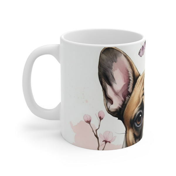 French Bulldog Watercolor Butterfly Bloom Coffee Mug | Premium Dog Prints | Tritan