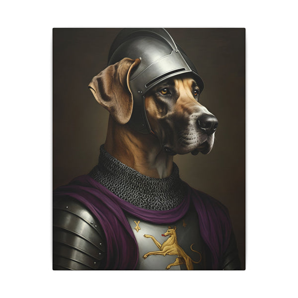 Great Dane Medieval Knight Portrait Canvas Wall Art, Regal Dog Painting, Great Dane Lover Gift, Stretched Canvas