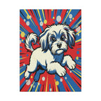 Havanese Comic Pop Art Canvas Print - Energetic Dog Wall Art - Retro Halftone Style - Dynamic Pet Portrait