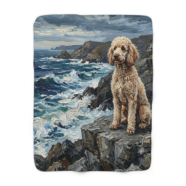 Acrylic Gallery Print Poodle - Coastal Cliffside | Sherpa Fleece Blanket — primary view
