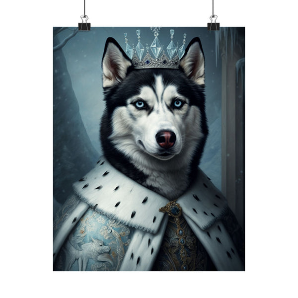 Siberian Husky Kings & Queens Royal Portrait Matte Poster, Regal Dog Art Print, Siberian Husky Lover Gift, Wall Art