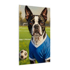 Boston Terrier Oil Painting Soccer Portrait Canvas Wall Art - Dog Lover Gift, Pet Decor, Sports Fan Home Art