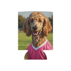 Poodle Can Cooler Portrait, Oil Painting Soccer Art, Dog Lover Gift, Pet Art Beverage Holder, Game Day Drink Decor, Dog Mom Gift