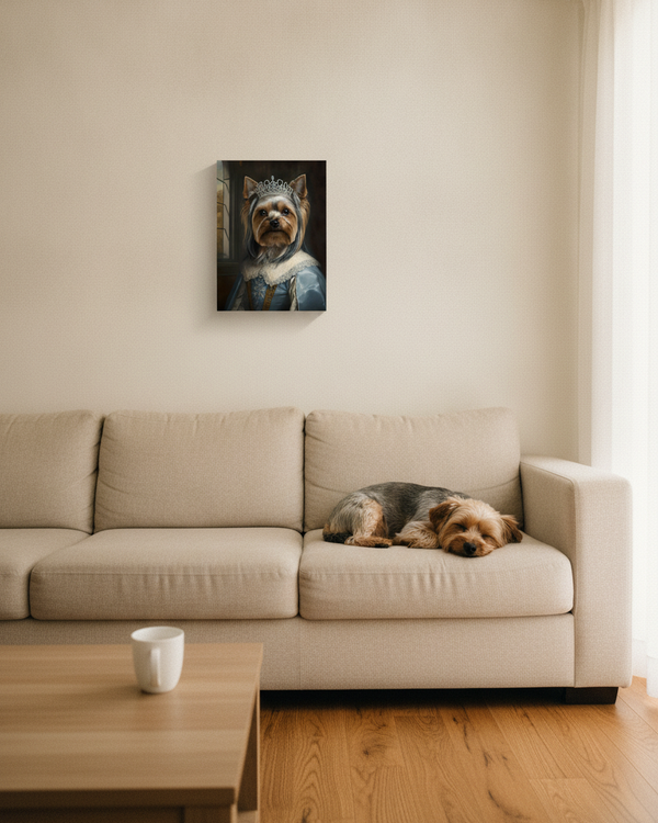 Yorkshire Terrier Kings & Queens Royal Portrait Canvas Wall Art, Regal Dog Painting, Yorkshire Terrier Lover Gift, Stretched Canvas — Lifestyle View