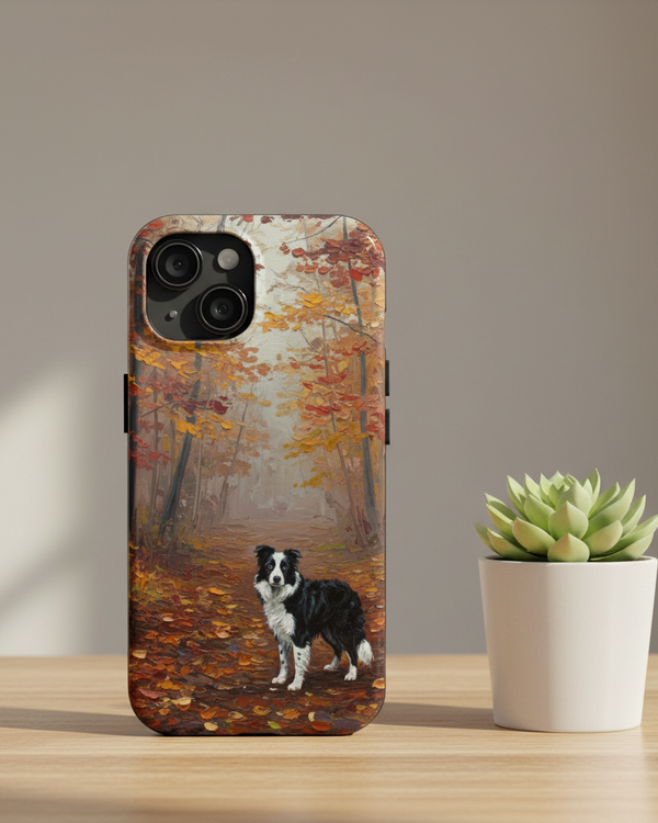 Acrylic Border Collie - Autumn Woods | Tough Phone Case