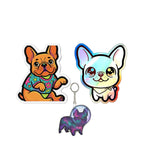 French Bulldog Pocket Pack — 3 Art Styles | Sticker + Magnet + Keychain