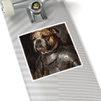 English Bulldog Medieval Knight Portrait Sticker, Dog Portrait Vinyl Decal, Kiss-Cut Sticker, English Bulldog Lover Gift