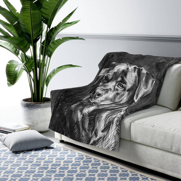 Rottweiler Charcoal Portrait Throw Blanket | Premium Dog Art | Tritan