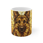 German Shepherd Low Poly Monochrome Gold Ceramic Mug 11oz | Dog Lover Gift